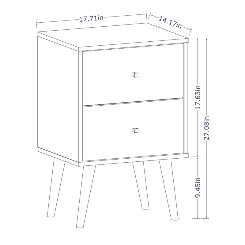 Pemberly Row 2-Drawer Solid Wood End Table in White / Aqua Blue