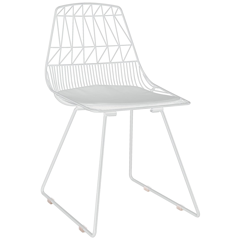 Pemberly Row Metal Dining Side Chair in French White (Set of 2)