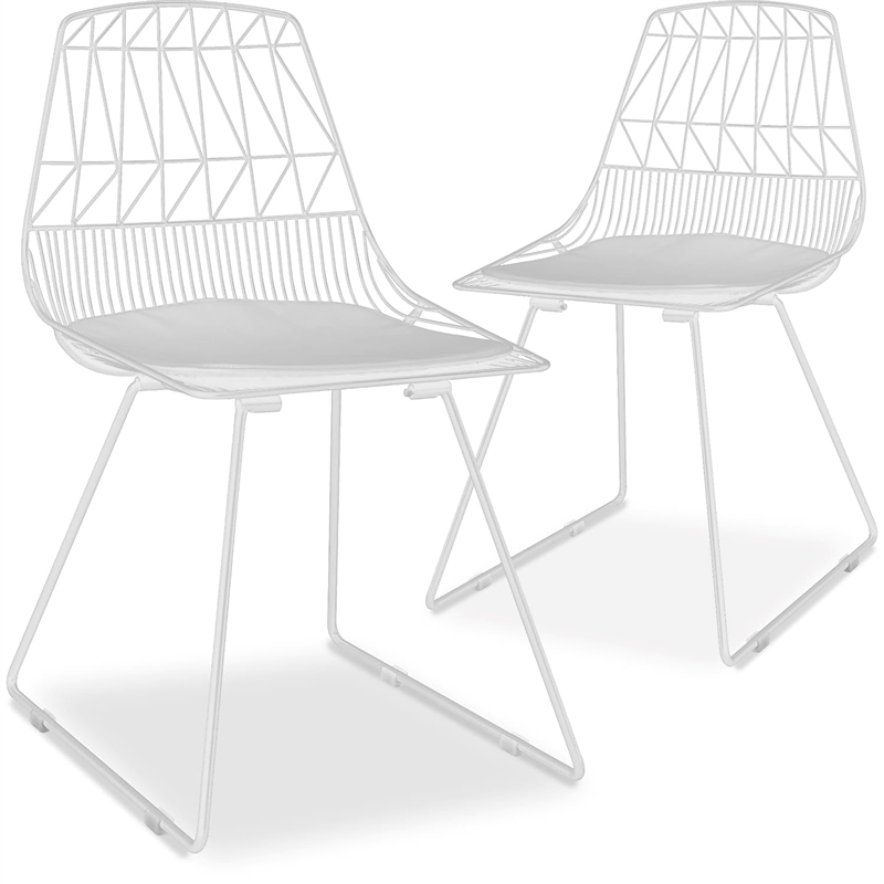Pemberly Row Metal Dining Side Chair in French White (Set of 2)