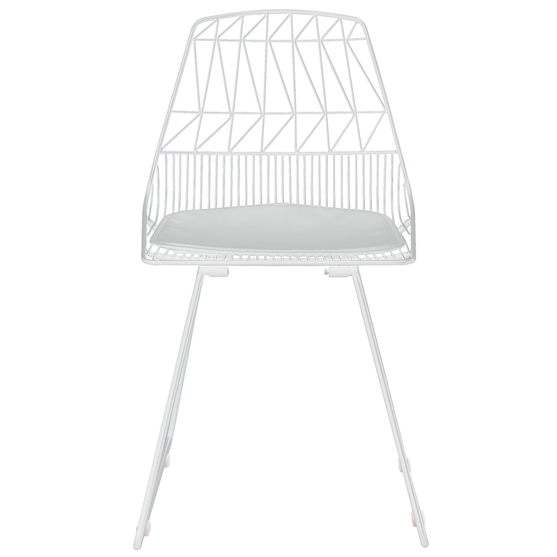 Pemberly Row Metal Dining Side Chair in French White (Set of 2)