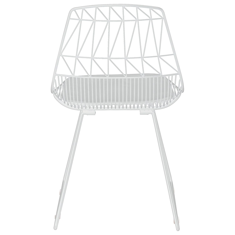 Pemberly Row Metal Dining Side Chair in French White (Set of 2)