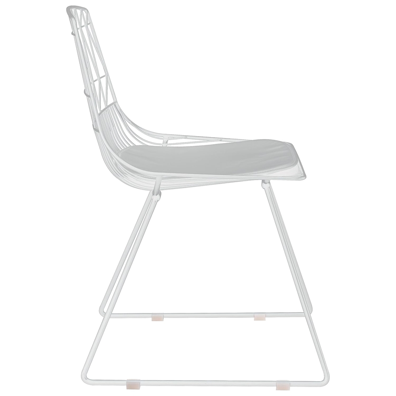 Pemberly Row Metal Dining Side Chair in French White (Set of 2)