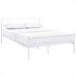 Pemberly Row Powder Coated Sturdy Steel Queen Platform Bed Frame in White