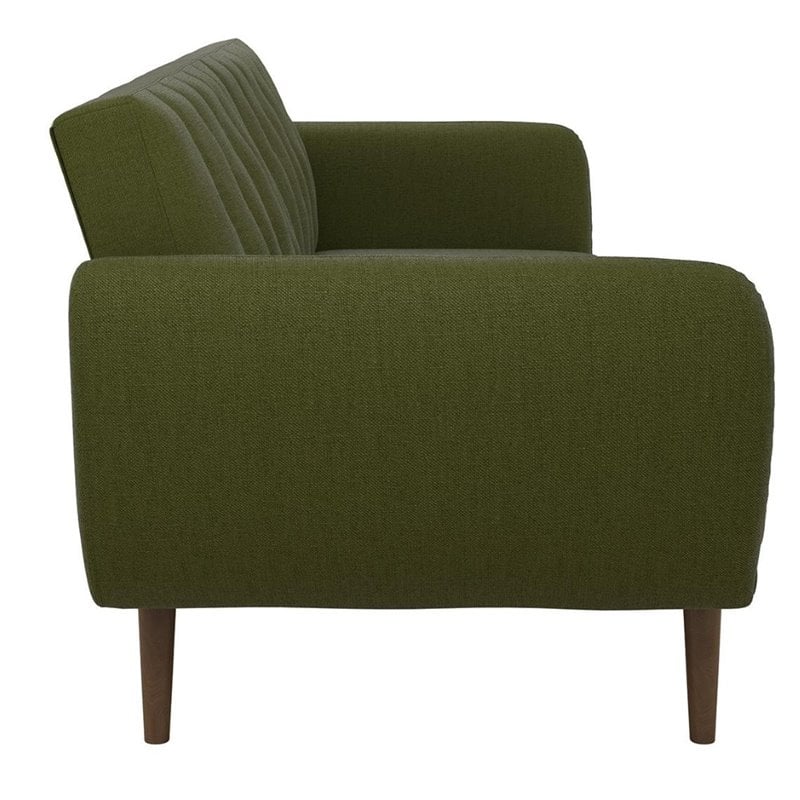Pemberly Row Contemporary Linen Sleeper Sofa in Green Finish