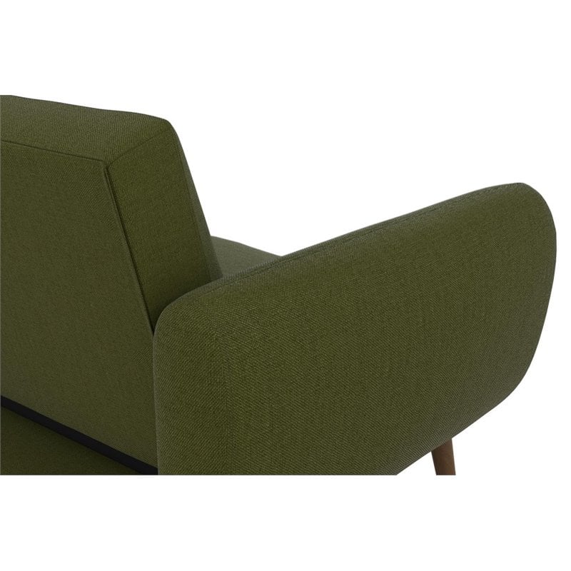Pemberly Row Contemporary Linen Sleeper Sofa in Green Finish