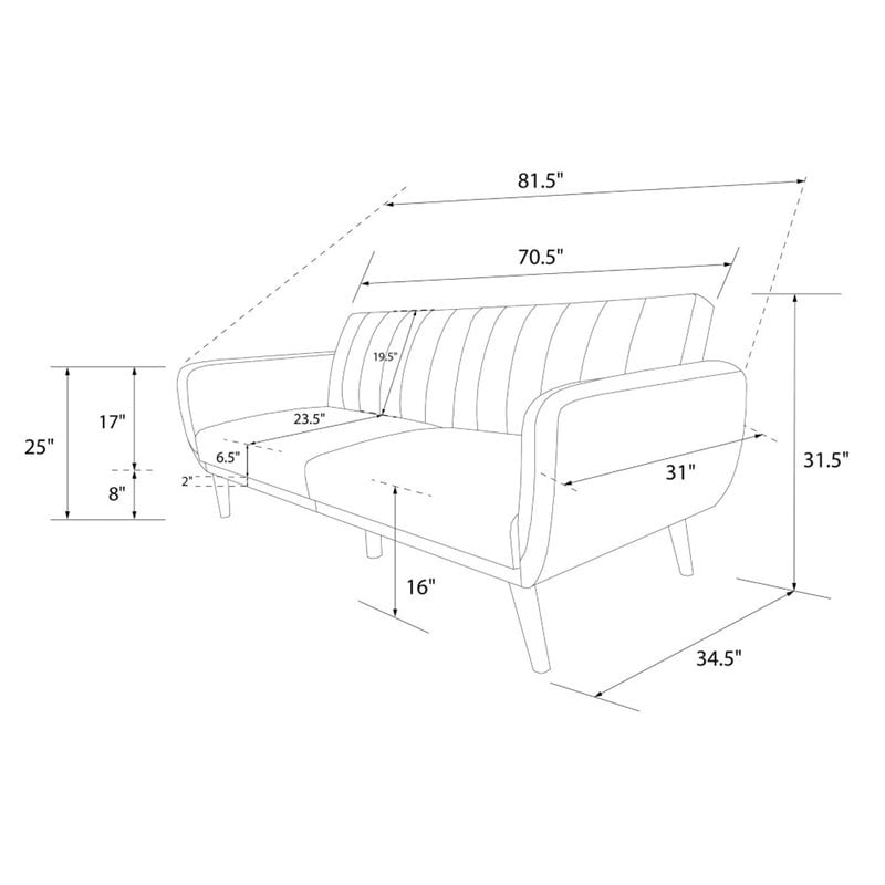 Pemberly Row Contemporary Linen Sleeper Sofa in Green Finish