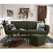 Pemberly Row Contemporary Linen Sleeper Sofa in Green Finish