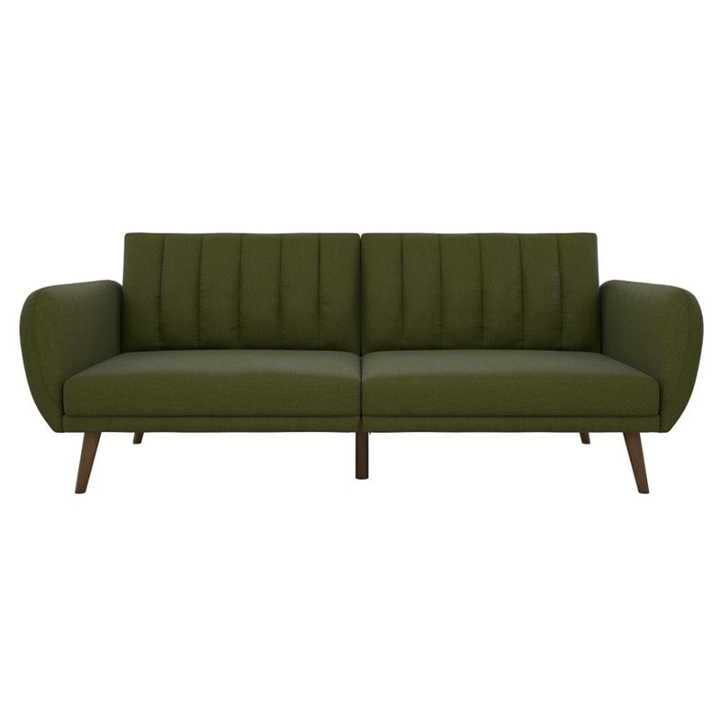 Pemberly Row Contemporary Linen Sleeper Sofa in Green Finish