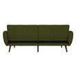 Pemberly Row Contemporary Linen Sleeper Sofa in Green Finish