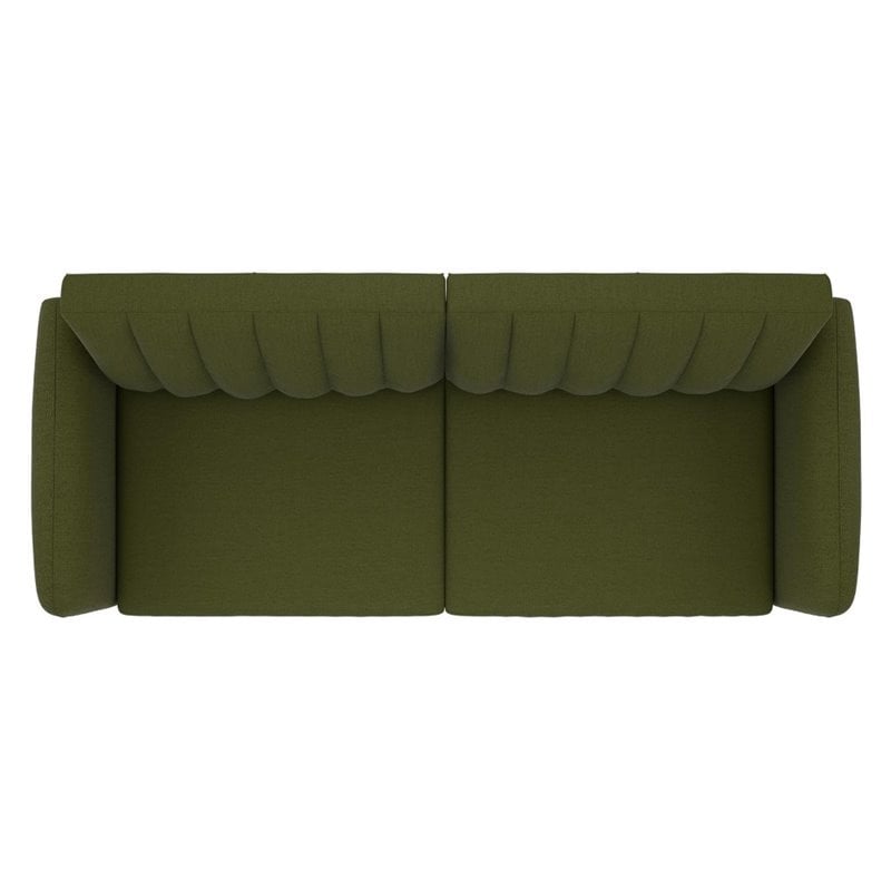 Pemberly Row Contemporary Linen Sleeper Sofa in Green Finish