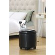 Pemberly Row Round Accent Storage Ottoman in Black Faux Leather Fabric