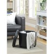 Pemberly Row Round Accent Storage Ottoman in Black Faux Leather Fabric