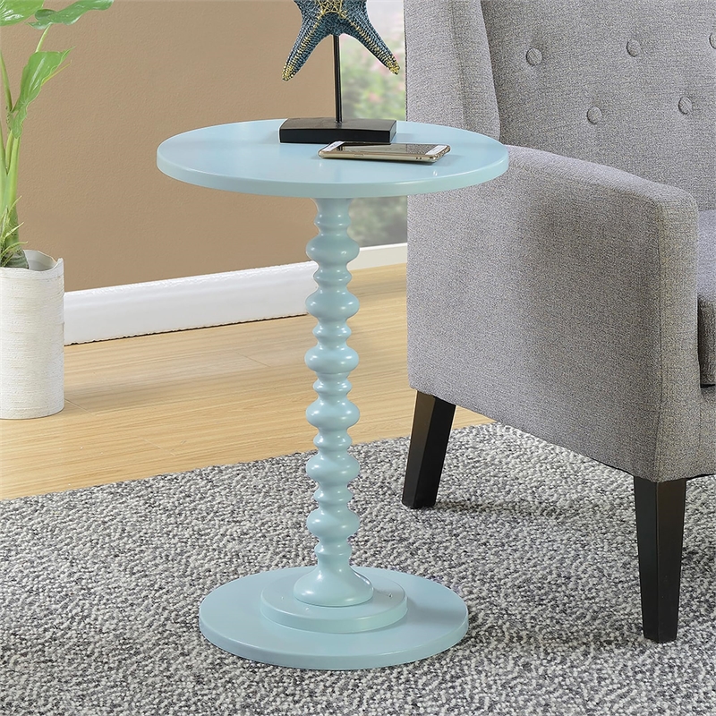 Pemberly Row Modern Spindle Table in Green Sea Foam Wood Finish