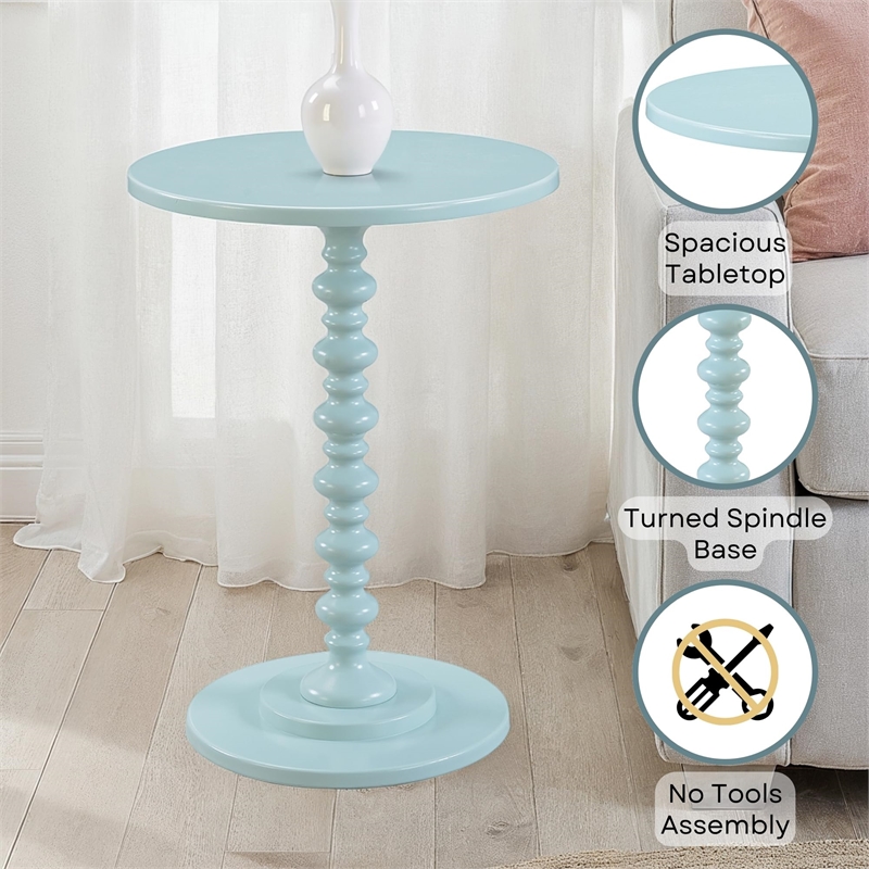 Pemberly Row Modern Spindle Table in Green Sea Foam Wood Finish