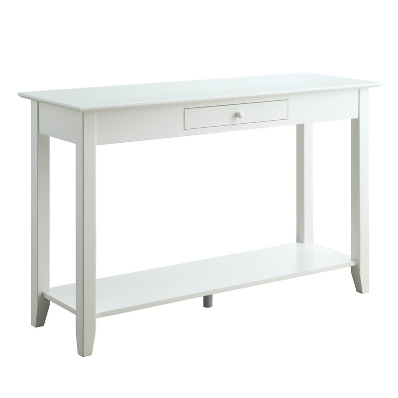 Pemberly Row Contemporary Console Table in White Wood Finish