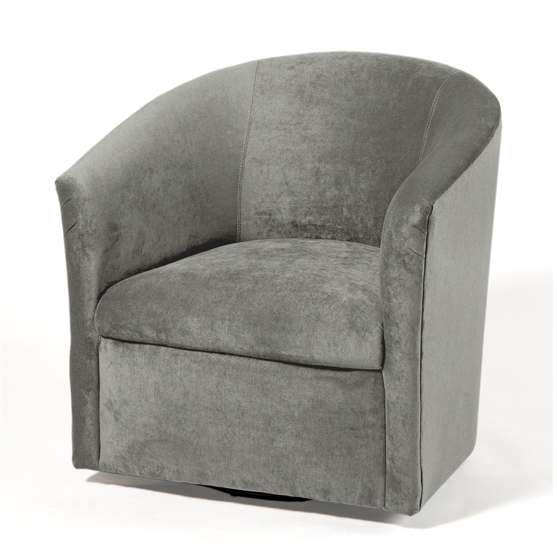 Pemberly Row Contemporary Ash Gray Microfiber Swivel Accent Chair