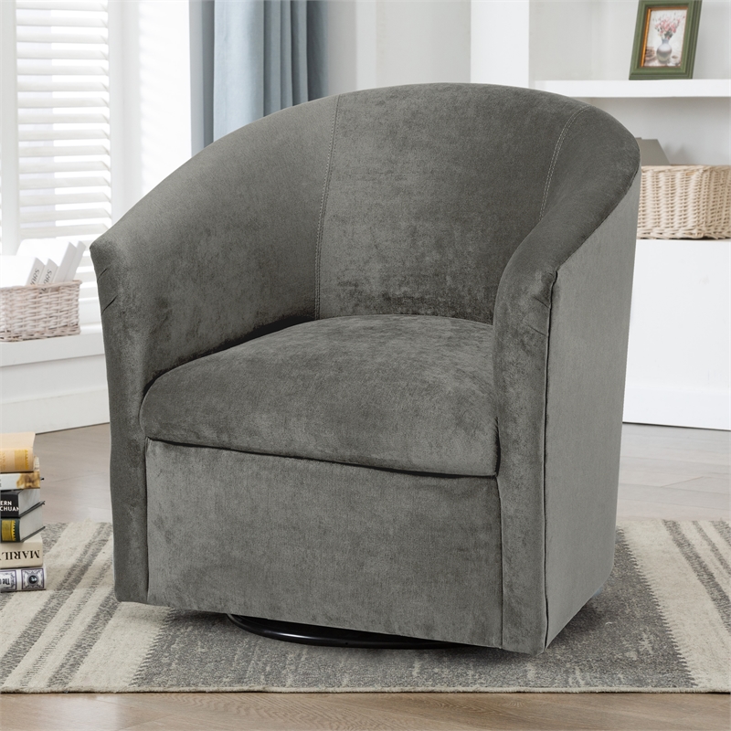 Pemberly Row Contemporary Ash Gray Microfiber Swivel Accent Chair