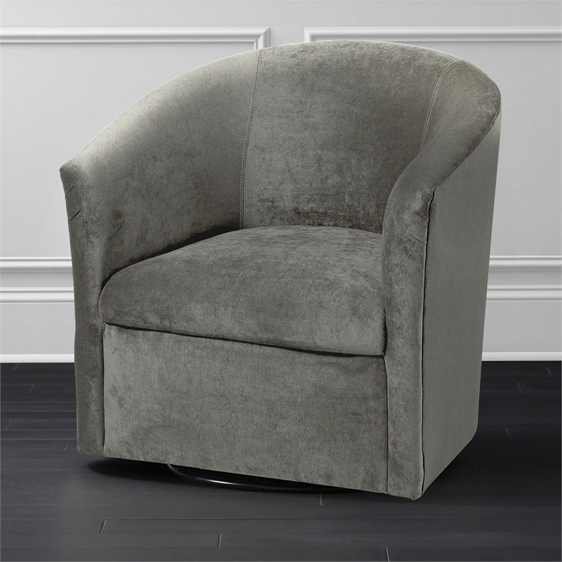 Pemberly Row Contemporary Ash Gray Microfiber Swivel Accent Chair