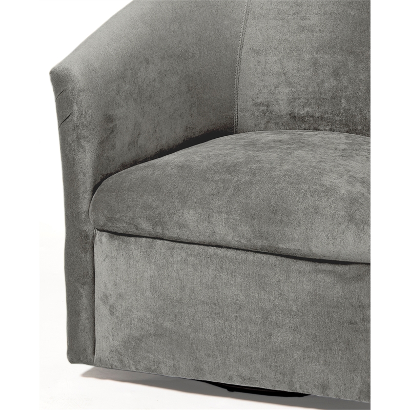 Pemberly Row Contemporary Ash Gray Microfiber Swivel Accent Chair