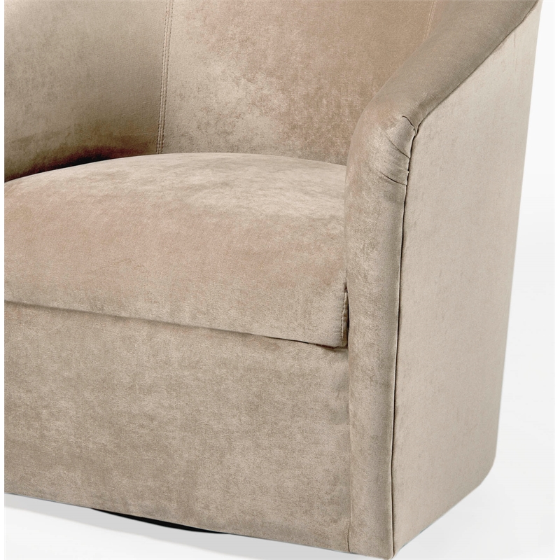 Pemberly Row Modern Beige Sand Microfiber Swivel Accent Chair