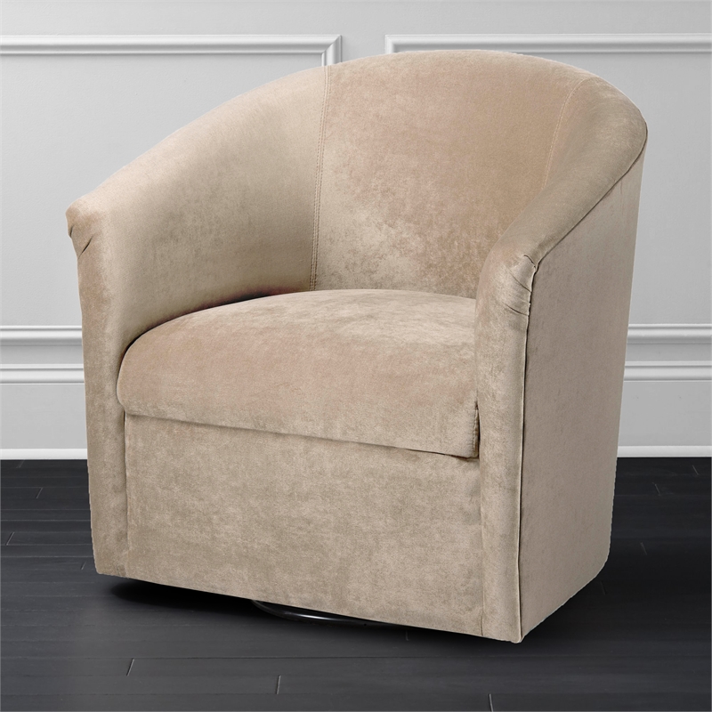 Pemberly Row Modern Beige Sand Microfiber Swivel Accent Chair