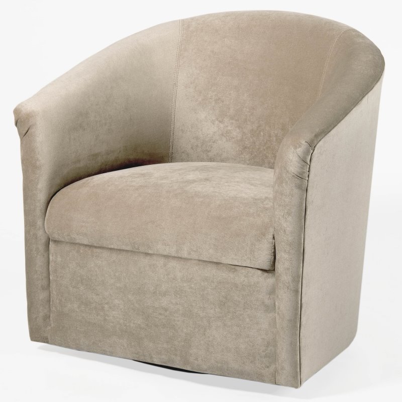 Pemberly Row Modern Beige Sand Microfiber Swivel Accent Chair