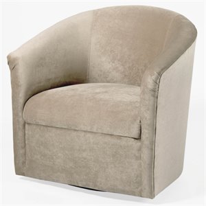 Pemberly Row Modern Beige Sand Microfiber Swivel Accent Chair