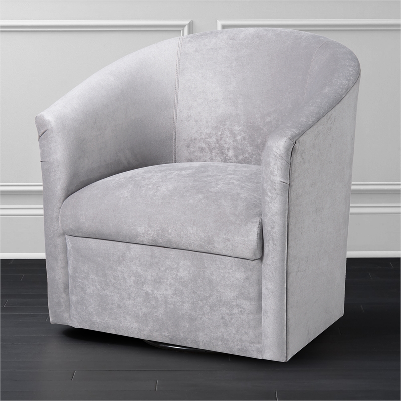 Pemberly Row Modern Silver Gray Microfiber Swivel Accent Chair