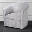 Pemberly Row Modern Silver Gray Microfiber Swivel Accent Chair