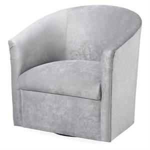 Pemberly Row Modern Silver Gray Microfiber Swivel Accent Chair