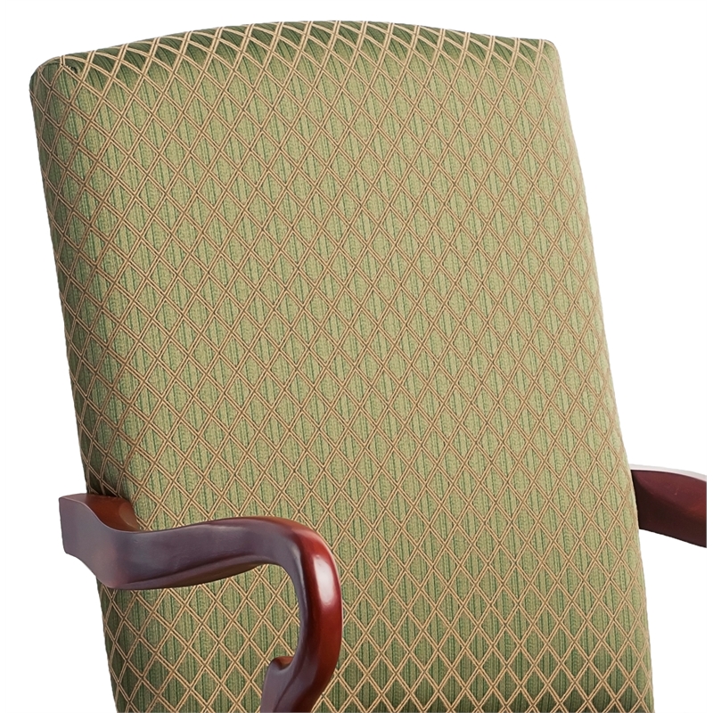 Pemberly Row Green Jacquard Fabric Solid Wood Gooseneck Arm Chair
