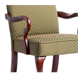 Pemberly Row Green Jacquard Fabric Solid Wood Gooseneck Arm Chair
