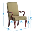Pemberly Row Green Jacquard Fabric Solid Wood Gooseneck Arm Chair