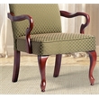 Pemberly Row Green Jacquard Fabric Solid Wood Gooseneck Arm Chair