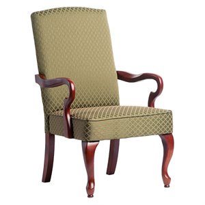 Pemberly Row Green Jacquard Fabric Solid Wood Gooseneck Arm Chair