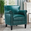 Pemberly Row Modern Teal Green Faux Leather Club Accent Chair