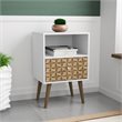 Pemberly Row Modern 1-Drawer Wood Nightstand in White & 3D Prints