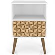 Pemberly Row Modern 1-Drawer Wood Nightstand in White & 3D Prints