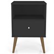 Pemberly Row Contemporary 1-Drawer Wood Nightstand 1.0 in Black
