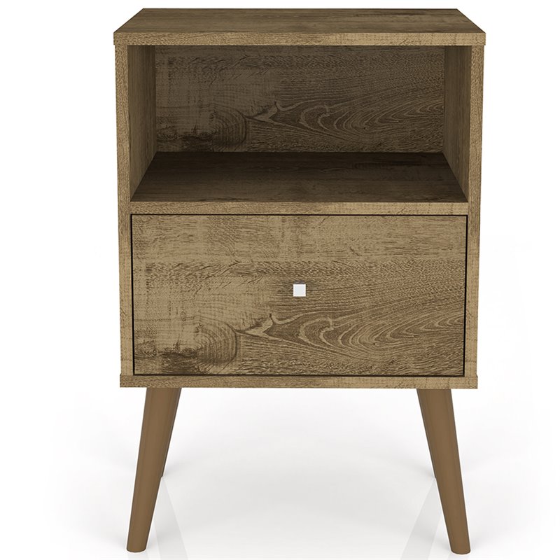 Pemberly Row Modern 1-Drawer Wood Nightstand 1.0 in Rustic Brown