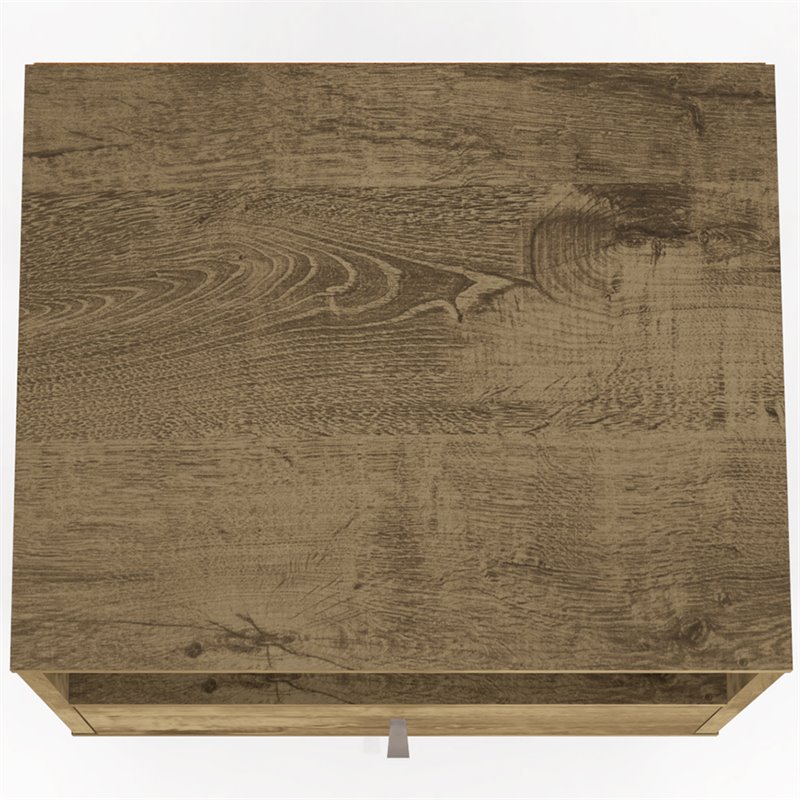 Pemberly Row Modern 1-Drawer Wood Nightstand 1.0 in Rustic Brown