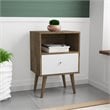 Pemberly Row 1-Drawer Wood Nightstand 1.0 in White / Rustic Brown