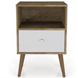 Pemberly Row 1-Drawer Wood Nightstand 1.0 in White / Rustic Brown