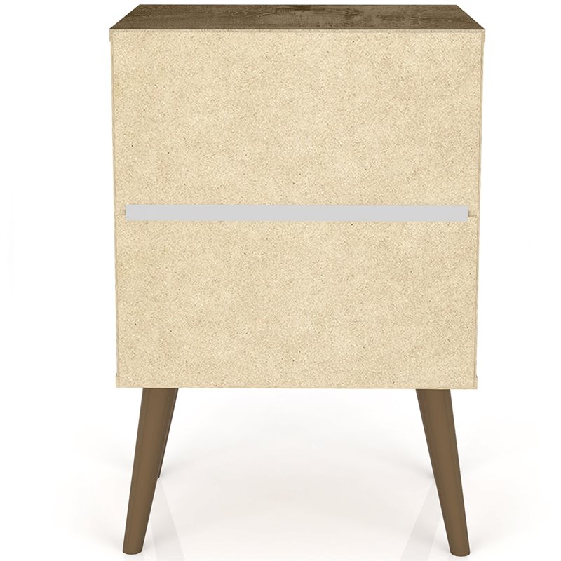 Pemberly Row 1-Drawer Wood Nightstand 1.0 in White / Rustic Brown