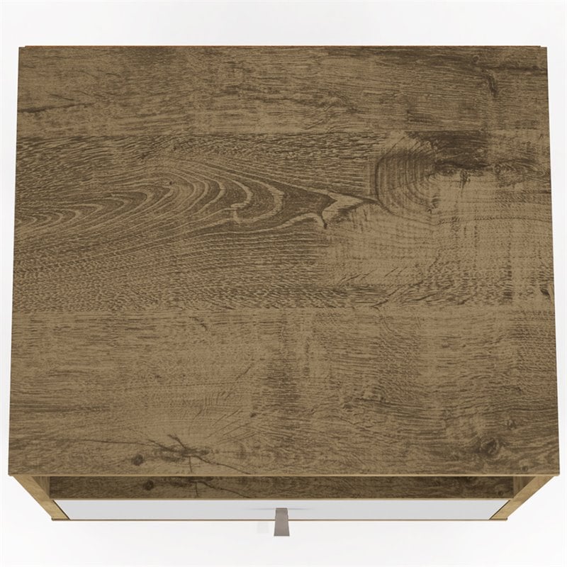 Pemberly Row 1-Drawer Wood Nightstand 1.0 in White / Rustic Brown