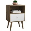 Pemberly Row 1-Drawer Wood Nightstand 1.0 in White / Rustic Brown