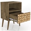 Pemberly Row 1-Drawer Wood Nightstand in Rustic Brown & 3D Prints