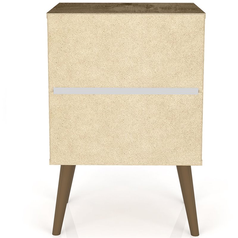 Pemberly Row 1-Drawer Wood Nightstand in Rustic Brown & 3D Prints