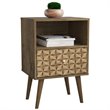 Pemberly Row 1-Drawer Wood Nightstand in Rustic Brown & 3D Prints