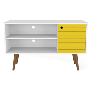 Pemberly Row Wood TV Stand for TVs up to 46&quot in White / Yellow